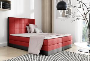 Dvojlůžko s matrací a roštem Sandy červené, černé 200 + topper zdarma