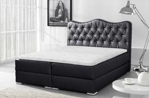 Luxusní kontinentální postel SULTAN černá eko kůže 120 + topper zdarma