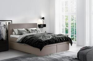 Moderní čalouněná postel s úložným prostorem Alessio béžové 200 x 200 + topper zdarma