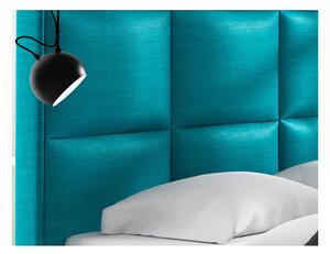 Designová postel Venezia s vysokým čelem a úložným prostorem tyrkysová 180 x 200