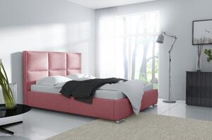 Designová postel Venezia s vysokým čelem a úložným prostorem růžová 180 x 200