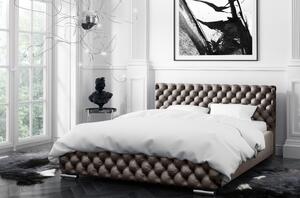 Čalouněná postel Farida s úložným prostorem hnědá 200 x 200