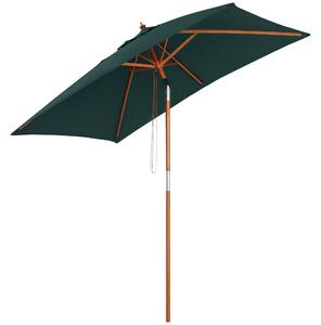 Zahradní slunečník Outsunny 200x150 cm obdélníkový s nastavitelným úhlem dřevěným stožárem a kličkovým mechanismem pro terasu | Aosom