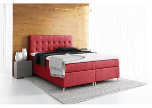 Elegantní čalouněná postel Komala s úložným prostorem červená 200 x 200 + topper zdarma