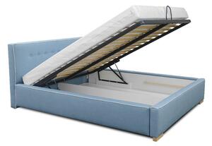 Čalouněná postel Ingrid s úložným prostorem modrá 200 x 200