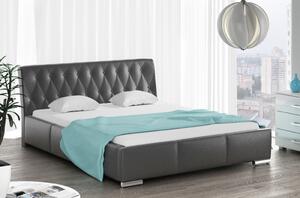 Čalouněná postel Romana s vysokým čelem a úložným prostorem černá eko kůže 200x200