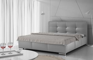 Luxusní čalouněná postel Latium s úložným prostorem šedá eko kůže 200 x 200