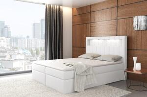 Designová postel Elyan s úložným prostorem bílá eko kůže 180 x 200 + topper zdarma