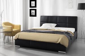 Designová postel Prato s vysokým čelem a úložným prostorem černá eko kůže 200 x 200
