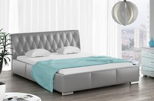 Čalouněná postel Romana s vysokým čelem a úložným prostorem šedá eko kůže 200x200