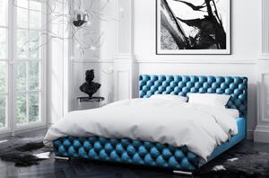 Čalouněná postel Farida s úložným prostorem modrá 200 x 200