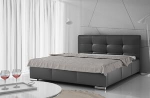 Luxusní čalouněná postel Latium s úložným prostorem černá eko kůže 200 x 200