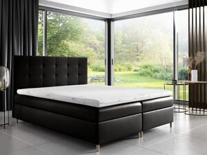 Čalouněná postel Alexa s úložným prostorem černá eko kůže 180 x 200 + topper zdarma