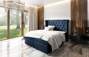Elegantní čalouněná postel Maximo 140x200, modrá + TOPPER