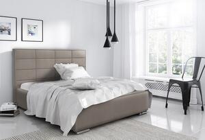Elegantní manželská postel Caffara 200x200, béžová, jemná potahová látka