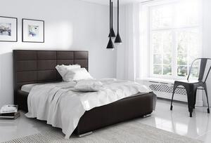 Elegantní manželská postel Caffara 160x200, hnědá, jemná potahová látka