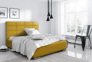 Elegantní manželská postel Caffara 160x200, žlutá, jemná potahová látka