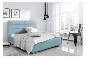 Elegantní manželská postel Caffara 200x200, modrá, jemná potahová látka