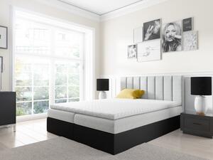Dvoubarevná manželská postel Azur 200x200, béžová + černá eko kůže + TOPPER