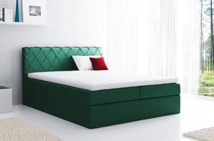 Pohodlná čalouněná postel Perez 200x200, zelená + TOPPER