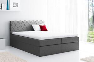 Pohodlná čalouněná postel Perez 200x200, šedá + TOPPER