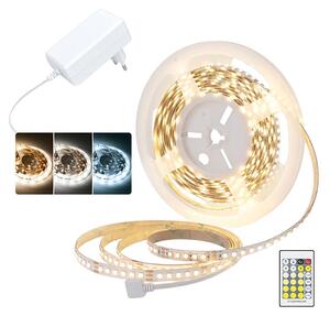 SOLIGHT LED světelný pás 3CCT 5m sada s 12V adaptérem a dálk. ovladačem 7.2W/m IP20