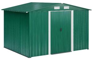 Zahradní kůlna Outsunny 258x206x178 cm 5.3m² s posuvnými dveřmi a ventilací pro ukládání zahradních nástrojů Zelená | Aosom