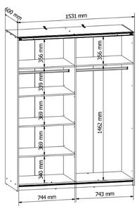 TETRIX šatní skříň SZF/153/2M, bílý lesk