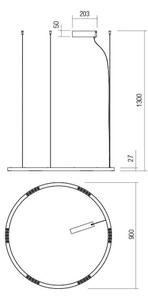 Redo 01-2207 - LED Lustr na lanku UNION LED/50W/230V 3000K pr. 90 cm černá