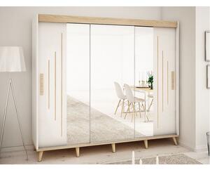 Skandinávská skříň s posuvnými dveřmi COREY Y2 250 - bílá / dub sonoma