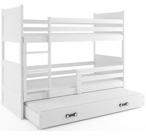 Dětská patrová postel s přistýlkou bez matrací 80x190 FERGUS - bílá