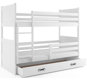 Dětská patrová postel s úložným prostorem s matracemi 90x200 FERGUS - bílá