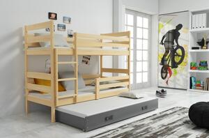 Dětská patrová postel s přistýlkou bez matrací 80x190 MELANIE - borovice / grafit