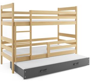 Dětská patrová postel s přistýlkou bez matrací 80x190 MELANIE - borovice / grafit