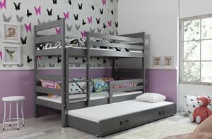 Dětská patrová postel s přistýlkou bez matrací 90x200 MELANIE - grafit