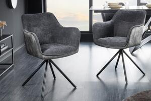 Designová otočná židle Rahiq tmavě šedý samet - Skladem