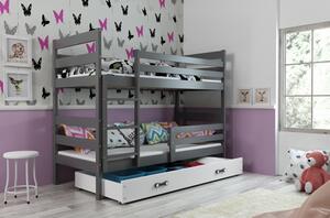 Dětská patrová postel s úložným prostorem s matracemi 90x200 MELANIE - grafit / bílá