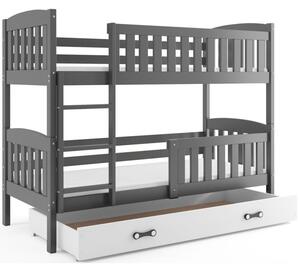 Dětská patrová postel s úložným prostorem s matracemi 90x200 BRIGID - grafit / bílá