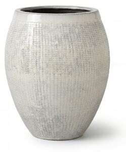 COCOON - Krémová– velký ručně vyráběný venkovní květináč z glazované terakoty, mrazuvzdorný XXL (66 x 76 cm)