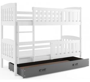 Dětská patrová postel s úložným prostorem s matracemi 90x200 BRIGID - bílá / grafit