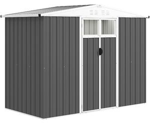Kovová zahradní kůlna Outsunny 2,7 m² 246 x 117 x 180 cm Skladovací kůlna s oknem, 4 ventilačními otvory a zámkovými dveřmi, venkovní ocelová zahradní