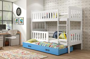 Dětská patrová postel s přistýlkou bez matrací 80x190 BRIGID - bílá / modrá