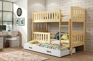 Dětská patrová postel s přistýlkou bez matrací 90x200 BRIGID - borovice / bílá