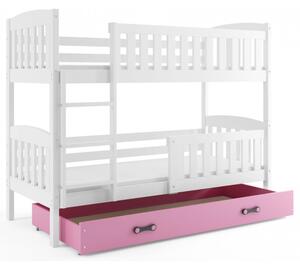 Dětská patrová postel s úložným prostorem s matracemi 90x200 BRIGID - bílá / růžová
