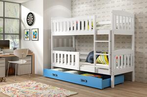 Dětská patrová postel s úložným prostorem s matracemi 90x200 BRIGID - bílá / modrá