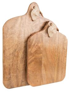 Hnědé dřevěné prkénko s ozdobou Chick Bei - 36*25*5 cm