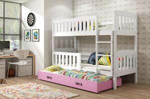Dětská patrová postel s přistýlkou bez matrací 80x190 BRIGID - bílá / růžová