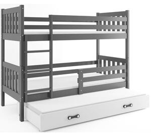 Dětská patrová postel s přistýlkou bez matrací 80x190 CHARIS - grafit / bílá