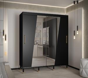 Šatní skříň Abi Calipso Rho Barva korpusu: Černá, Rozměry: 180 cm, Dveře: Černá + zrcadlo