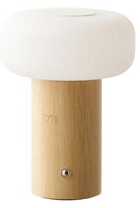 Bílá/v přírodní barvě bambusová stolní lampa s plastovým stínidlem (výška 18 cm) Stafford – House Nordic